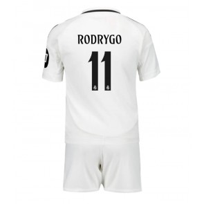 Real Madrid Rodrygo Goes #11 Hemmakläder Barn 2024-25 Kortärmad (+ Korta byxor)